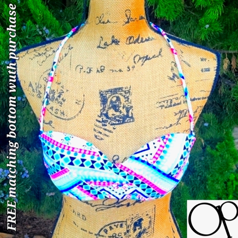 OP Multi-Colored Bandeau Swim Top with FREE Matching Bottom